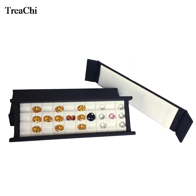 

Creative Mini Stone Storage Box Superior Leather With Mute Magnet Cover Diamond Display Case Gem Jewelry Holder Organizer Tray
