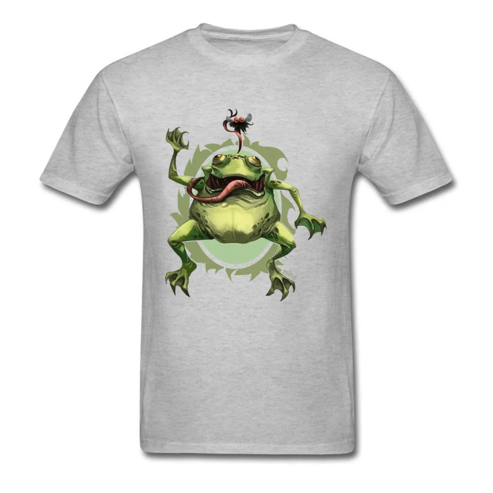 Hungry frog T Shirt Birthday Short Sleeve 2018 Fashion Round Collar 100% Cotton Tops Shirts Tee-Shirts for Men April FOOL DAY Hungry frog grey
