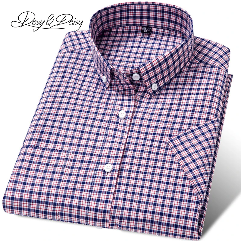 DAVYDAISY 2019 جديد وصول العلامة التجارية منقوشة قميص الرجال الصيف صالح سليم اللباس عارضة قصيرة الأكمام قميص الذكور Camisas 10 الألوان DS-174