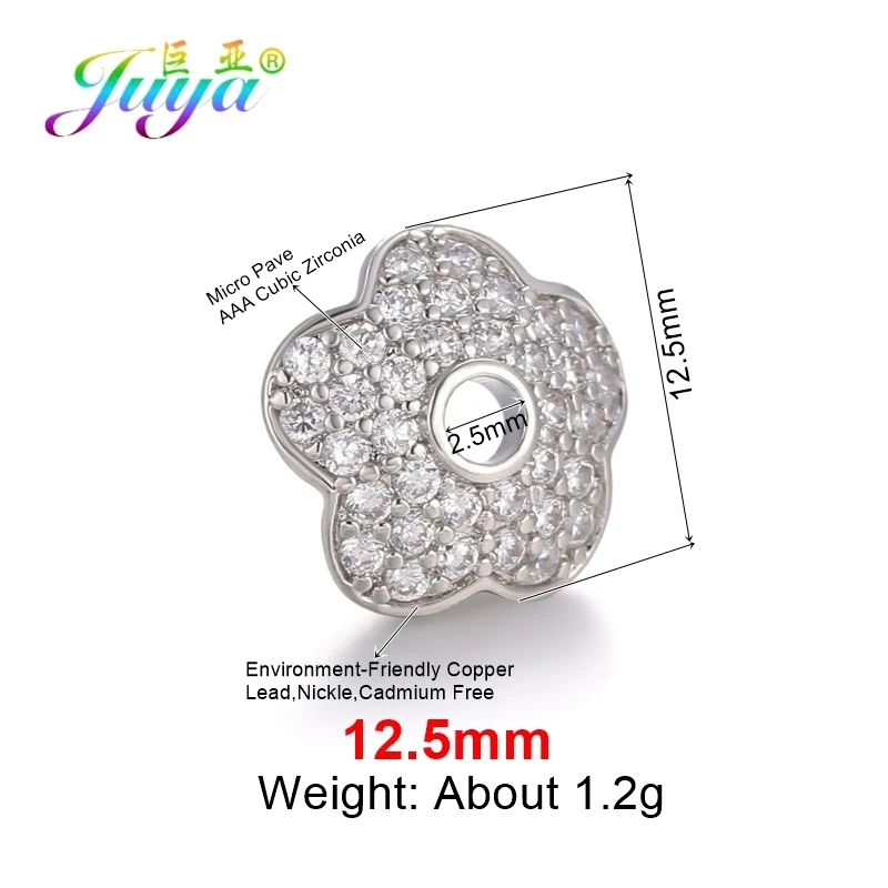 4 Pieces White Gold Juya, ручная работа, кисточки, серьги, аксессуары 8, 10, 12 мм, украшение, цветок, разделитель, бусины, шапки для рукоделия, для женщин, модное Изготовление ювелирных изделий - Цвет: 4 Pieces White Gold