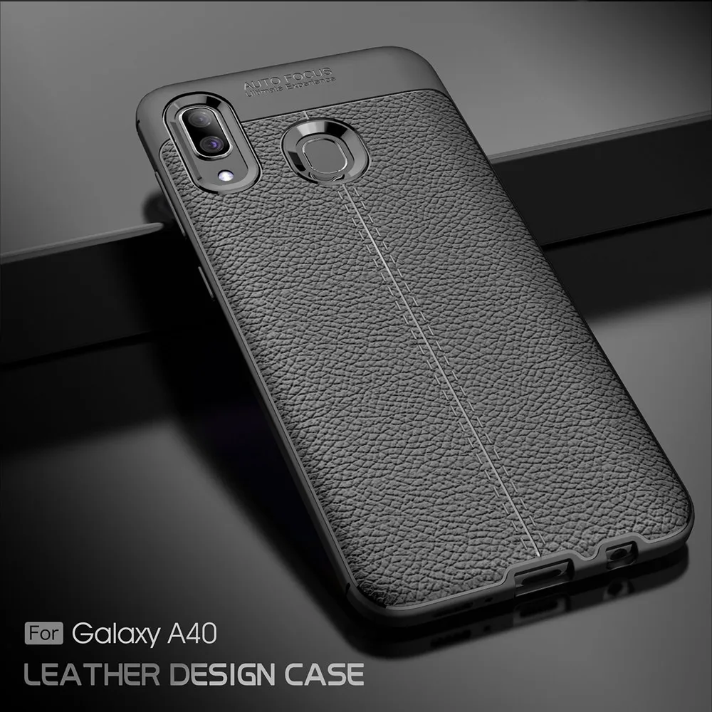 

Anpruy for Samsung Galaxy A40 Case Luxury Litchi Texture Soft TPU Cover for Galaxy A40 A 40 Silicone Back Capa Matte Coque