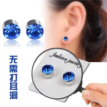 Титановая сталь, 10 цветов, кубический цирконий, кристалл, без проколов, серьги с ушками, здоровье, магнит, клипсы, серьги для женщин и мужчин, C00006