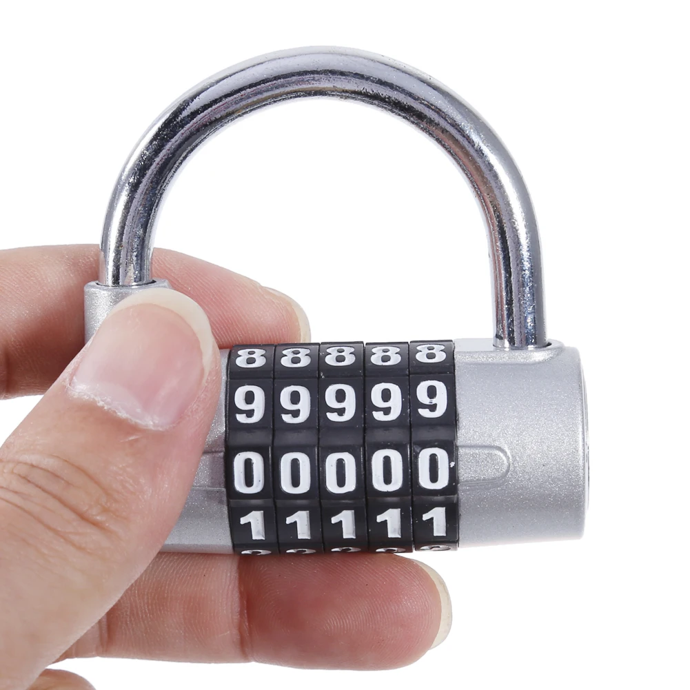 5 Digits Password Lock Wide Shackle Combination Padlock Gym
