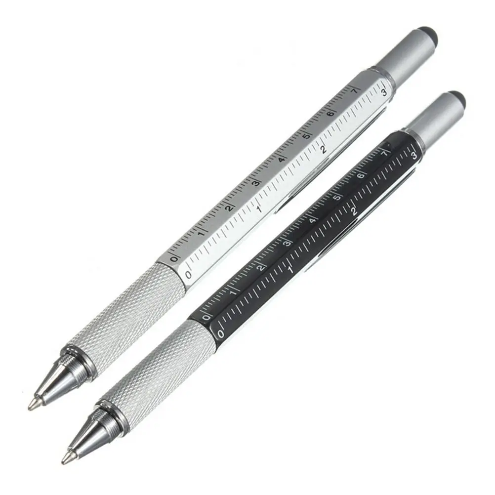 

1pcs/lot New Arrival multifunction 6 in 1 metal pen Tool Ballpoint Pen Screwdriver Ruler Spirit Level with a top and scale