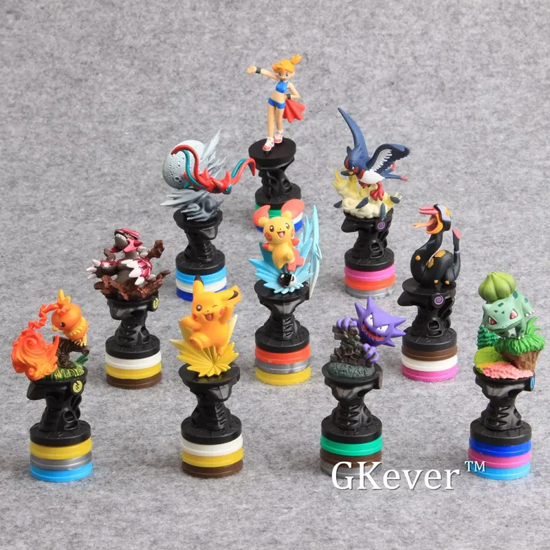 

High Quality 10 Pcs/Set Pikachu Gengar Torchic Bulbasaur PVC Figures Collection Model Toys Dolls Classic Toys 8 CM Kids Gift