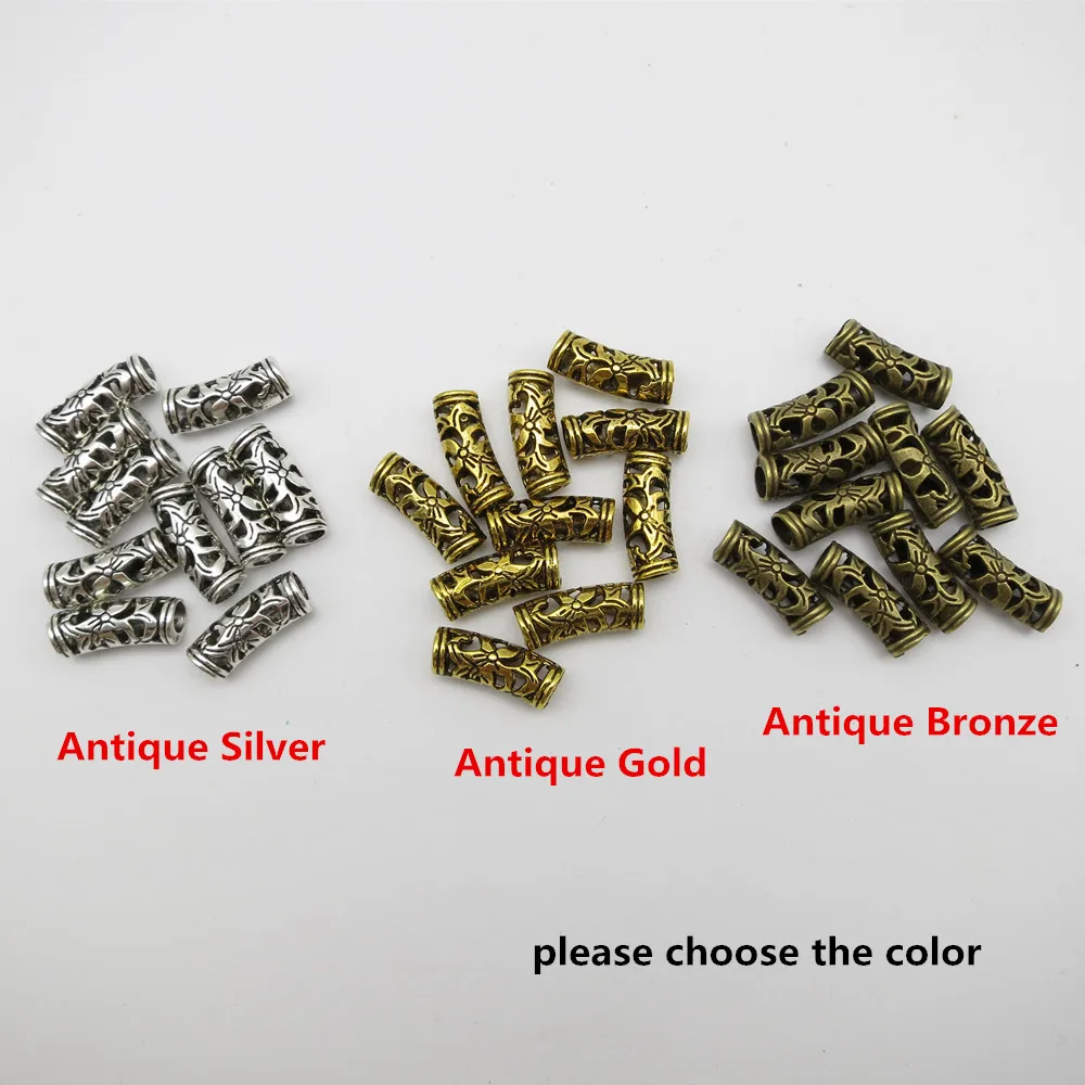 

10Pcs/Pack Antique Silver/Antique Gold/Antique Bronze hair braid dread dreadlock beads rings tube accessories approx 4.8mm hole