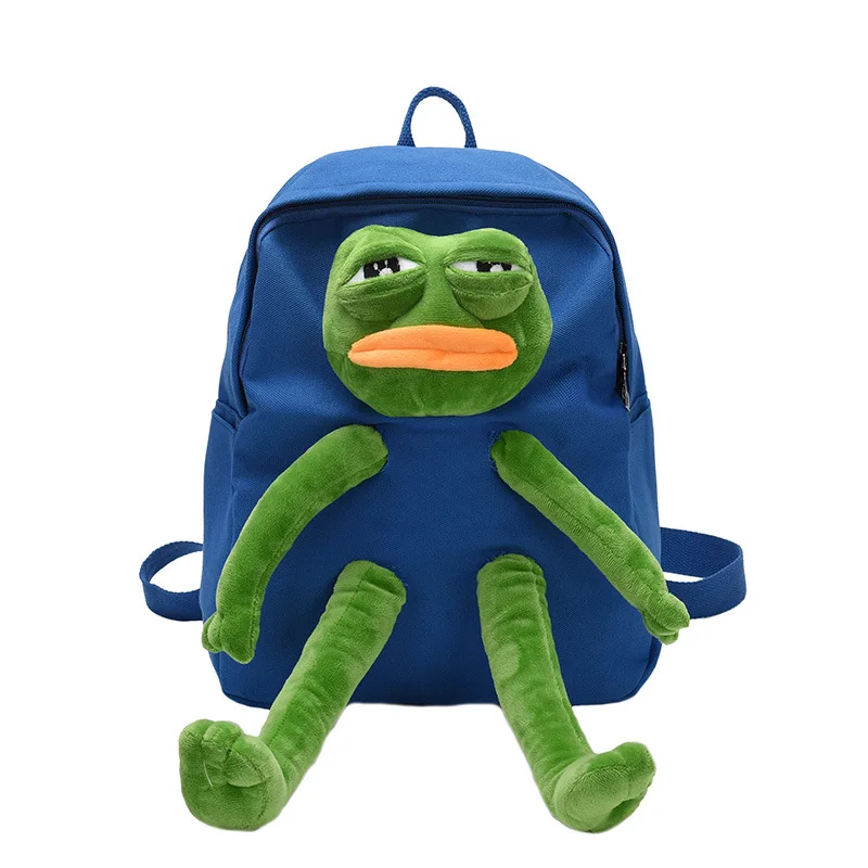 Frog mochila de lona das meninas, estéreo,