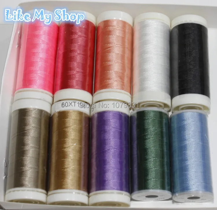 

Free shipping high tenacity 150D/3 polyester filament sewing thread beading thread crocheting yarn 10 different color