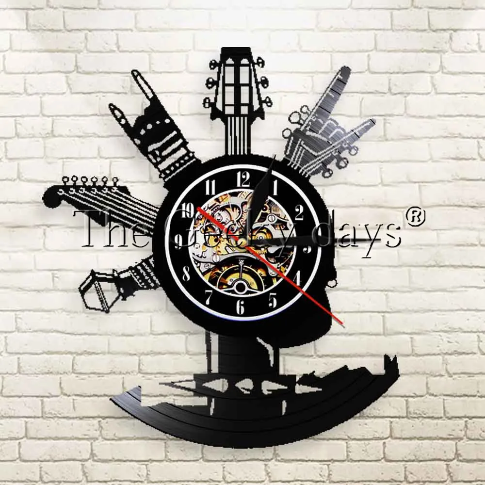 1Piece Music Instrument Vinyl Record Clock Wall Art Vintage Rock n Roll