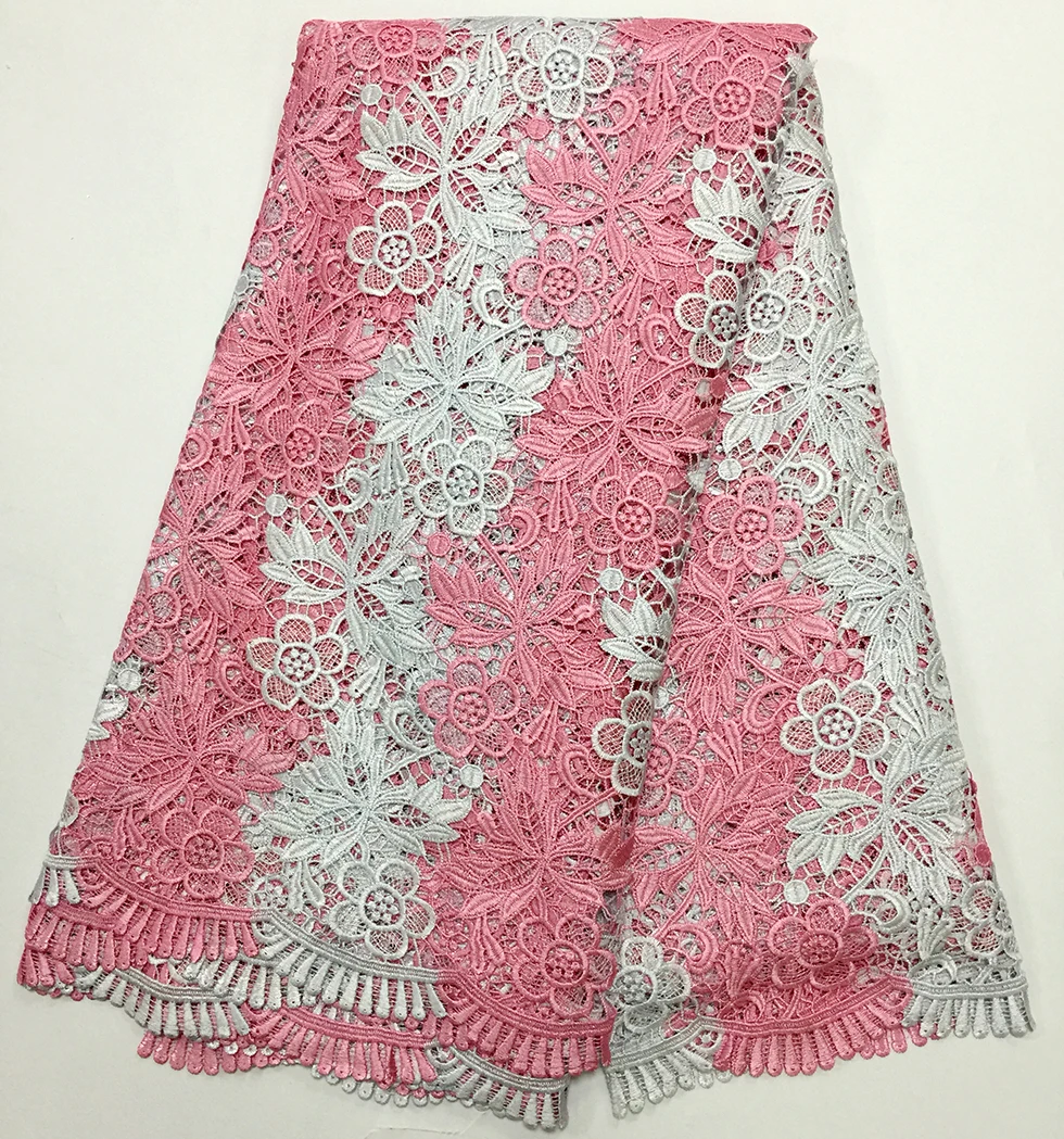 

Latest African Cord Lace High Quality Nigerian Guipure Lace Fabric 2017 Water Soluble Lace Fabric With Stones