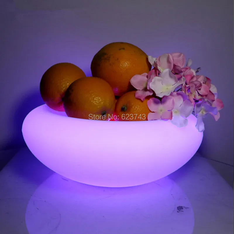 4pcs/lot Plastic rechargeable flashing Color changing led fruit serving tray remote control led fruit bowl plate for pub party