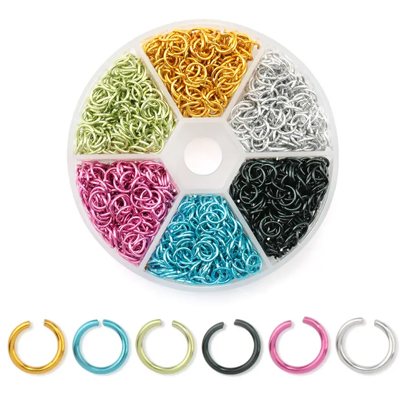 6mm colorful aluminum Open Jump Rings Split Rings Connectors for necklace bracelet DIY Jewelry Making Accessories 1080PCS/box