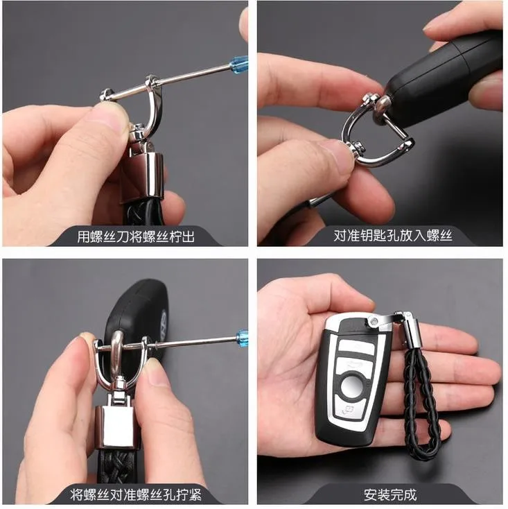 Металлический кожаный брелок для автомобильных ключей BMW Hyundai Lexus Audi Mercedes VW Ford Mazda