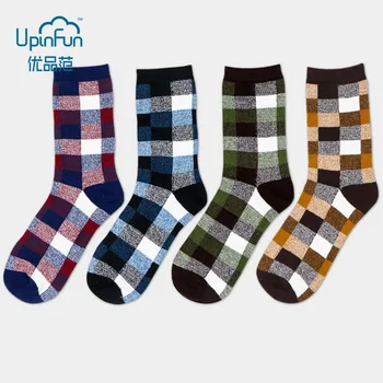 

Fashions Cotton Mens Dress Socks British Style Colorful Plaid Casual Street 4 Colors Superman Stockings Hot Sale Gifts