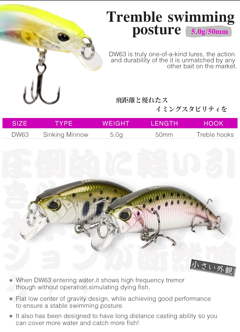 Iscas de Pesca Tsurinoya Dw63 7 Pcs 50mm 5g Sinking Minnow Hard Bait Mini Minnow Agudos Gancho Isca Artificial 3 Cheap Iscas artificiais