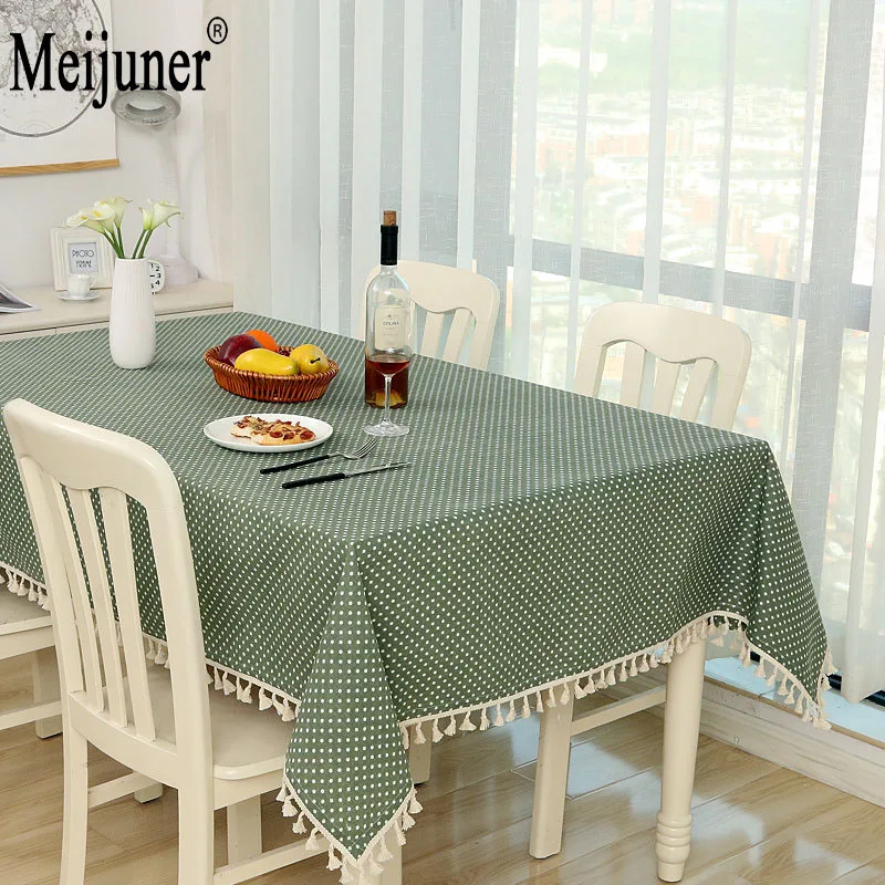 

Meijner Linen Tablecloth For Home Party Striped Plaid Rectangle Pastoral Comfortable Table Cloth Hot Knitted Table Cover