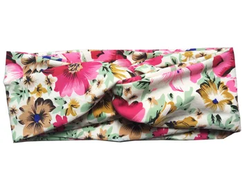 

T175273 Newest summer and autumnal flower cotton turban headbands floral printed hair accessries fashion women head bands
