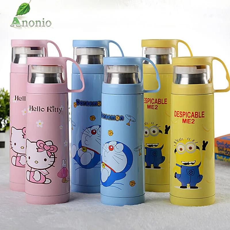 

Hot Water Flask With Transparent Vover Cartoon Children kettle Cup Termo Acero Inoxidable 500ml Stainless Steel Thermos Bottle C