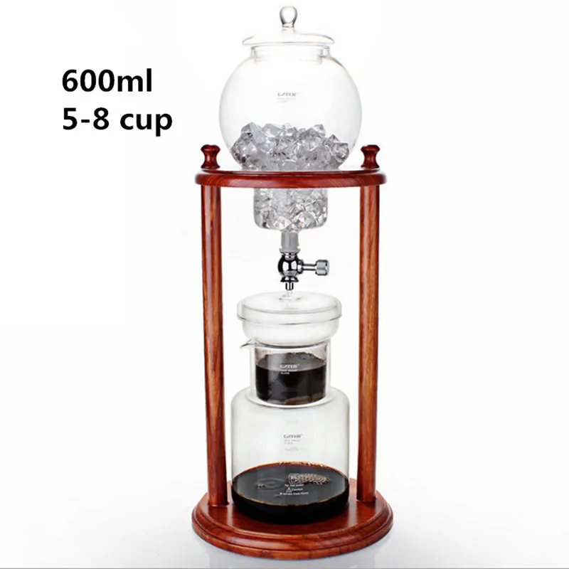 drip coffee pot sets 600ML high capacity wooden frame glass coffee pot