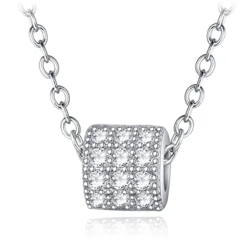 

Small 925 Sterling Silver Round Zircon Bead Pendant Necklaces For Women Link Chain Necklace Choker Jewelry collier femme 2020