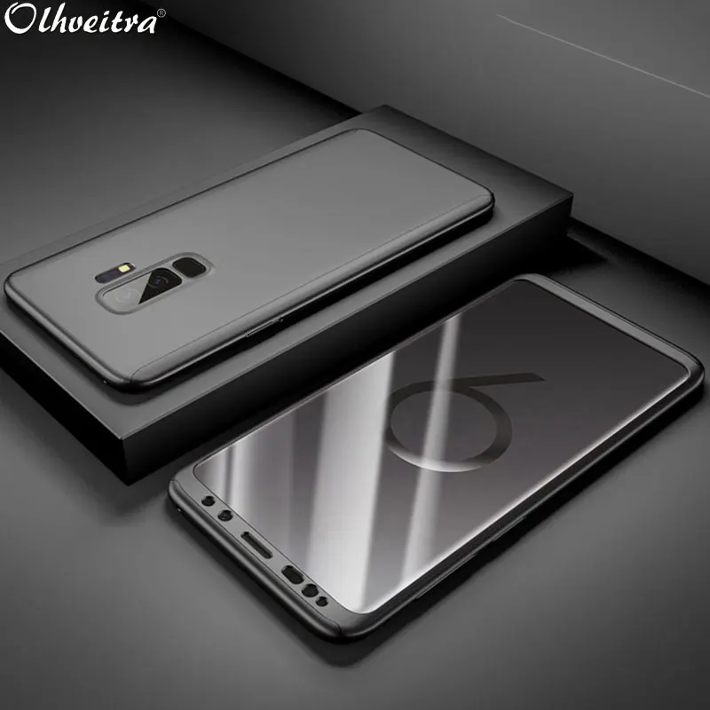 360 Full Coverage For Samsung A8 A6 J6 2018 S9 Plus Case + Tempered Glass Film Galaxy Note 9 |