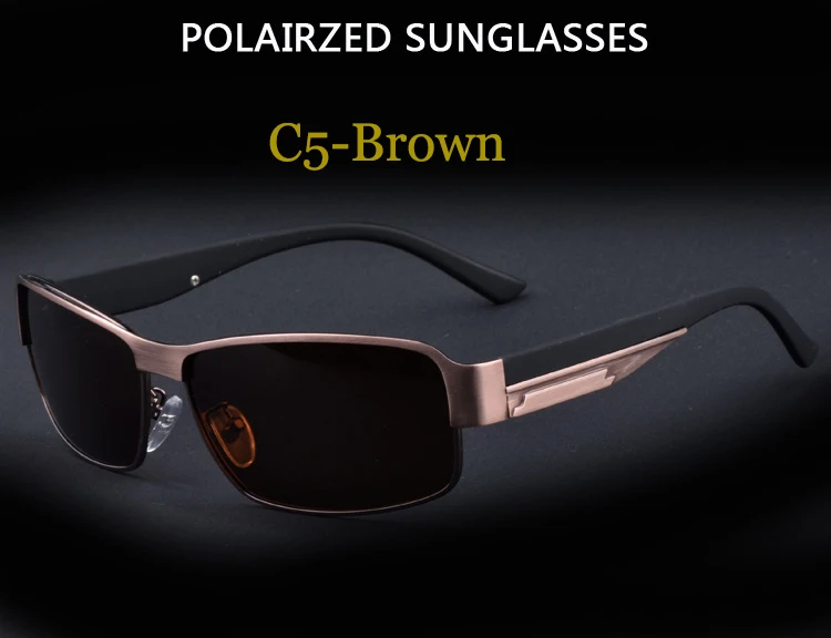 LVVKEE поляризованные мужские солнцезащитные очки для вождения Модные вождения автомобиля солнцезащитные очки для женщин/мужской металлический каркас очки ночного видения - Цвет линз: C5
