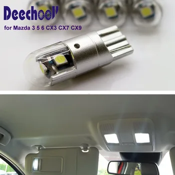 

deechooll 2pcs car interior led light for Mazda ,White T10 3030 3SMD Reading lights Trunk Dome light for Mazda 3 5 6 CX3 CX7 CX9