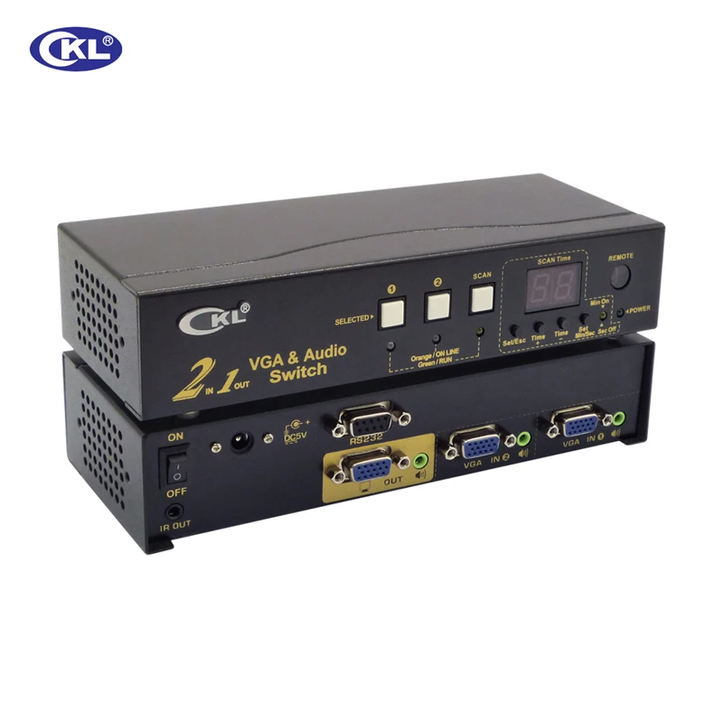Ckl-21s высокого класса Авто VGA аудио коммутатор 2 в 1 из коммутатора 2048*1536 450 мГц для pc Мониторы с ИК-пульт дистанционного RS232 Управление