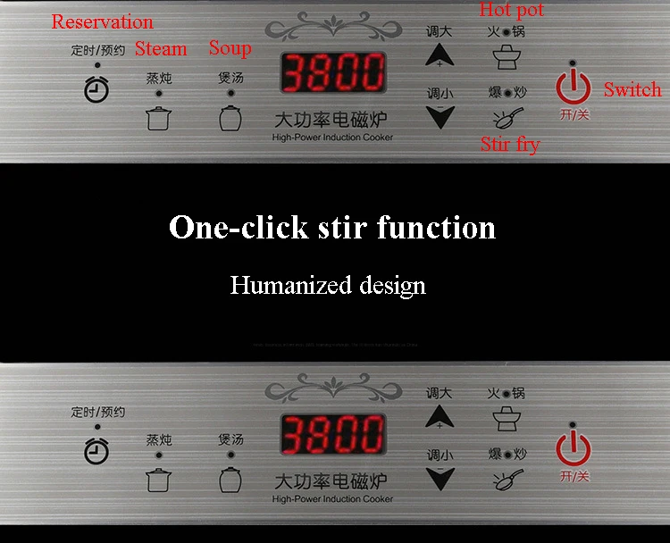 Электрическая индукционная плита, 3800 Вт, высокая мощность, Коммерческая Плита, горелка, горячий горшок, водонепроницаемая кухонная индукционная плита, YC-38