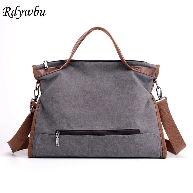 

Rdywbu High Quality Canvas Tote Handbag Women Casual Vintage Big Capacity Crossbody Bag Girls Large Travel Bag Ruched Bolsa 482