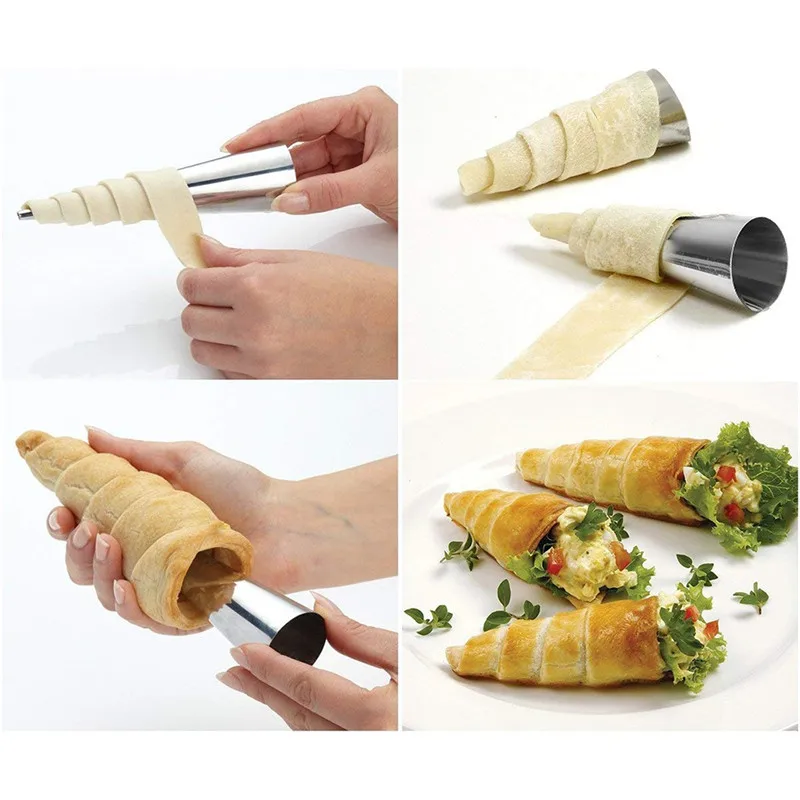 10Pcs Conical Tube Cone Roll Moulds Spiral Croissants Molds Cream Horn Mould Pastry Mold Cookie Dessert Home Kitchen Baking Tool - Image 3