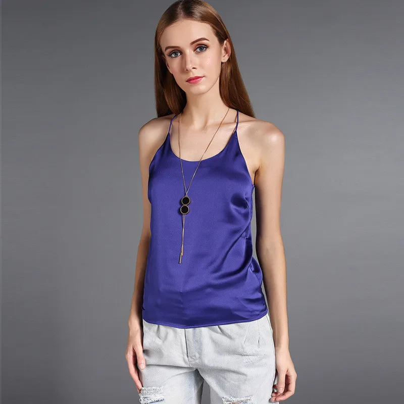 Silk Halter Top Women Camisole 2017 Summer Style Sexy Sleeveless Vest Slim White Crop Top Women Camis Roupas Femininas 3XL23