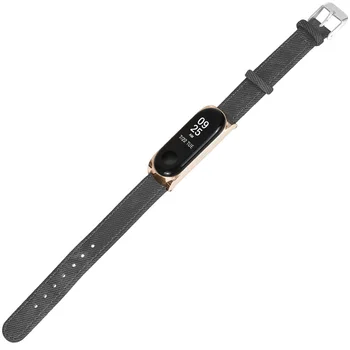 

Mi Band 4 Wriststrap Denim Pattern Leather Watch Band with Metal Case for Xiaomi Mi Band 4 Wriststrap B