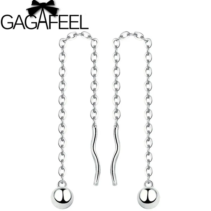 

GAGAFEEL Korean Style Bell Ball Long Earrings 925 Sterling Silver Romantic Ear line for Women Girl's Jewelry Accessories