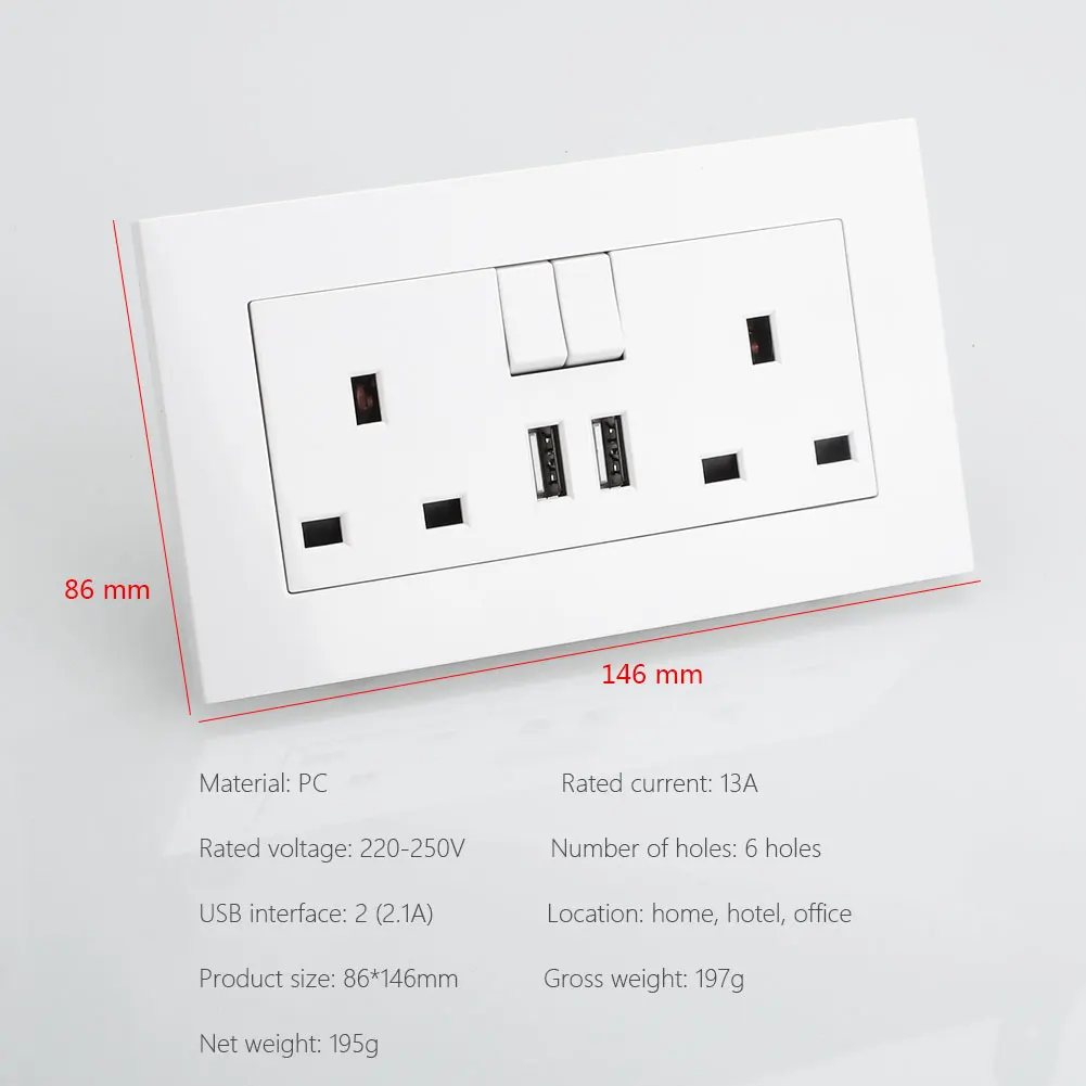 Двойное зарядное устройство Dual USB зарядное устройство мощность точка GPO электрические с коммутатором Dual USB дома Outlet панель прочное зарядное устройство