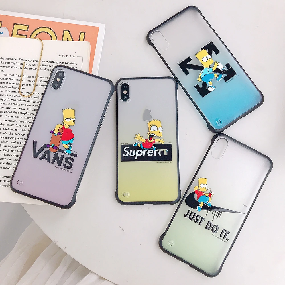 

LISM Casing For iPhone 6 6S 7 8 Plus X XR XS Max Luxury Trend Brand Simpson Cartoon Non-Frame Clear Phone Case Cover Capa Coque