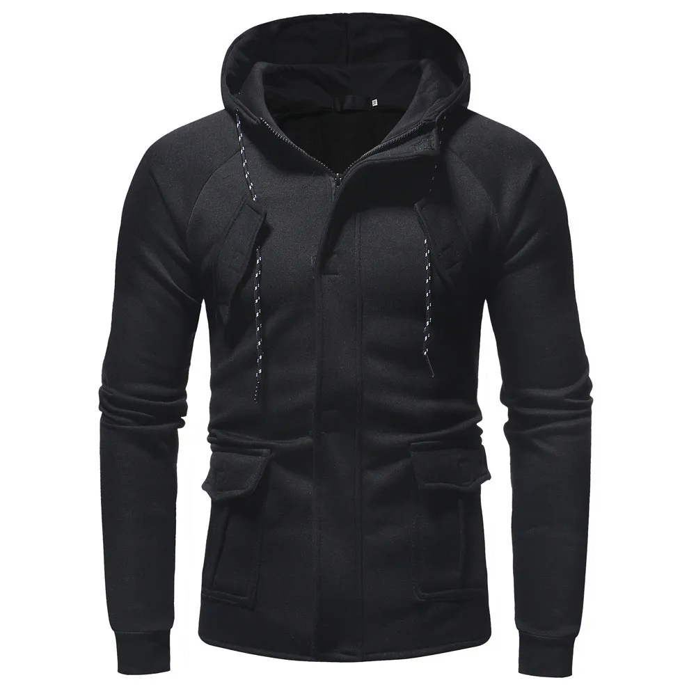 

Casual Men's sweatshirt poleron hombr Autumn Winter Long Sleeve men's hoodies Zipper Pocket Work Hooded Top sudadera hombre