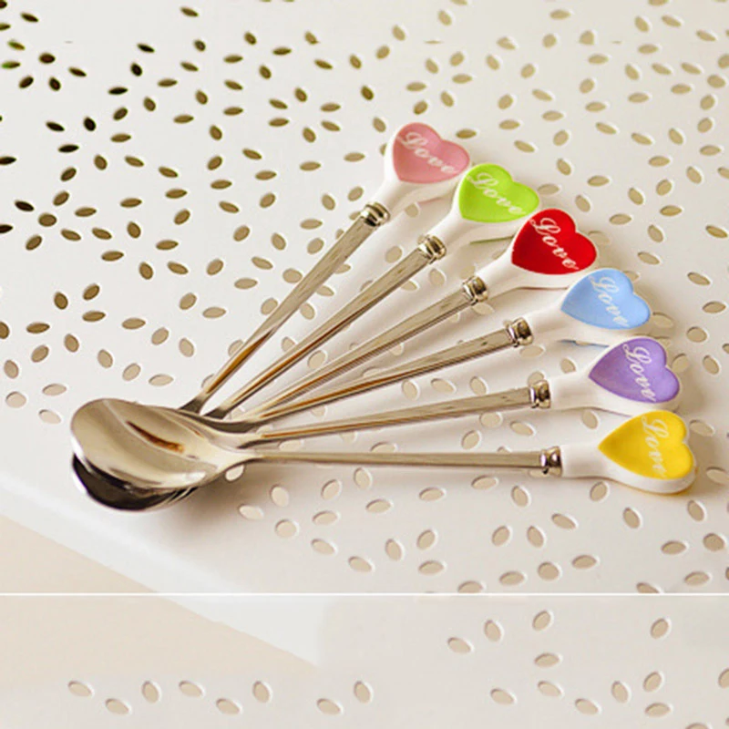 Buy Colorful Dinnerware love Ceramic Handle Spoons Ice