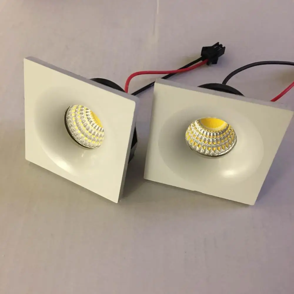 

10pcs/lot LED Mini Cabinet Downlight 3W cut size 40mm dc12v black Frame Recessed Ceiling No Flicker Spot Lights For Home