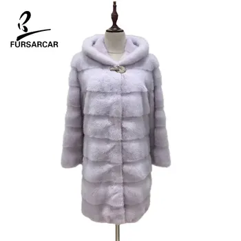 

FURSARCAR Fashion Real Mink Fur Coat Thick Warm Winter Fur Jacket Outwear Female Girl's Genuine Mink Fur Coat Women