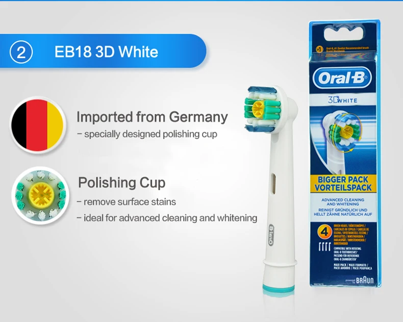 Escova de Dentes Oral Branco Substituição Cabeças Elétrica Oralb Eb18 Rotação Braun Dentes Branqueamento Cabeça Higiene 4pc b 3d 8 braun dentes branqueamento cabeça higiene oral