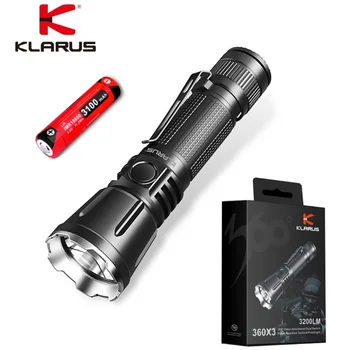 

Klarus 360X3 Tactical Flashlight CREE XHP70.2 3200 lumen throw 283 meter Flash light with 18650 Battery + Micro-USB Charging