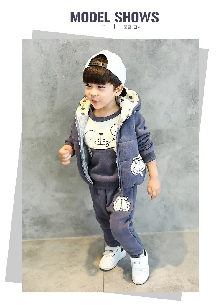 Meninos outono esportes hoodies 3 pçs conjunto
