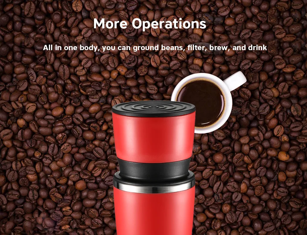 Multifunctional Portable Manual Coffee Maker Grinder Cup for Home Travel 
