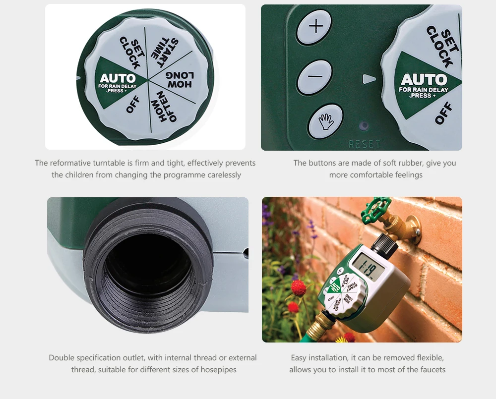 Single Outlet Hose Faucet Timer with Large Digital Display for Yard Garden Greenhouse
