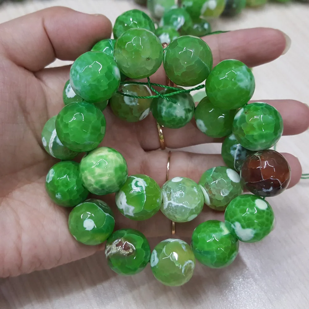 

Lii Ji Unique Wholesale Dye Green Color Onyx Agates Faceted Beads approx 16mm DIY Jewelry Making 39cm