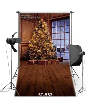 

Xmas Party House Tree Window backdrop Vinyl cloth High quality Computer printed christmas Photography Backgrounds