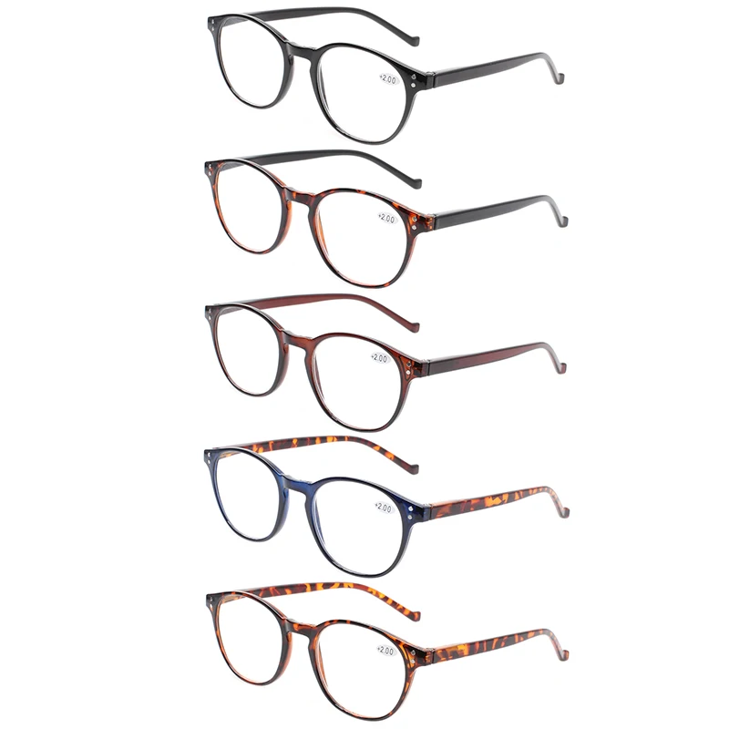 

Henotin fashion round reading glasses spring hinges men's and women's readers glasses diopter 0.5 1.75 2.0 3.0 4.0 .......