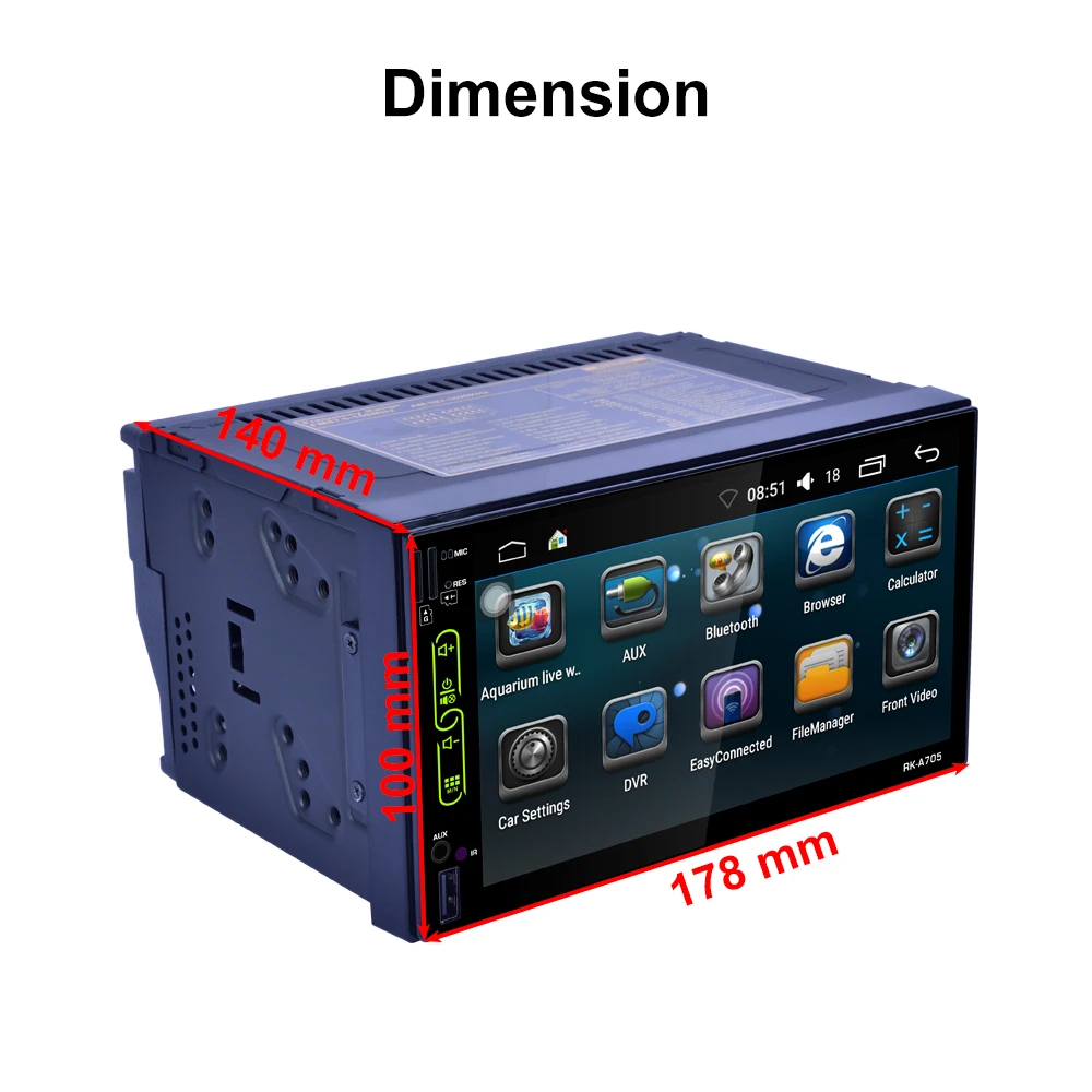 Perfect 7"HD Car Multimedia Player For Universal Quad Core Android 6.0 1024*600 HD Full Touch Screen Double 2 Din Car Radio Head Unit 10