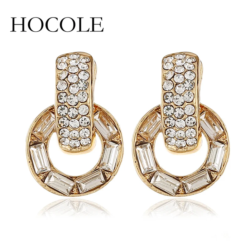 

HOCOLE 2018 New Gorgeous Elegant Small Crystal Stud Earrings Fashion Women Rhinestone Earrings Party Jewelry Gift for Her
